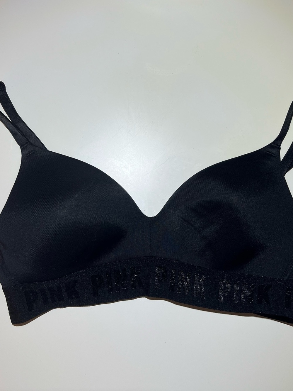 PINK Victoria's Secret Black Wireless T-Shirt Bra with Logo Band